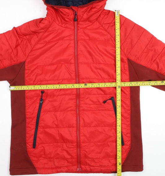 Jack Wolfskin Men's Red Hooded Puffer Jacket Size M Regular Fit
