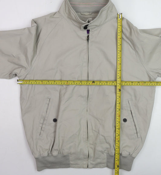 Feraud Men’s Beige Bomber Jacket L Cotton Twill Zip Casual