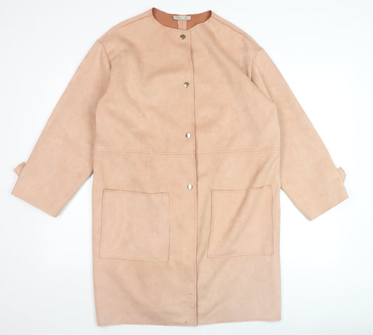Womens UK Size 14 Zara Beige Overcoat
