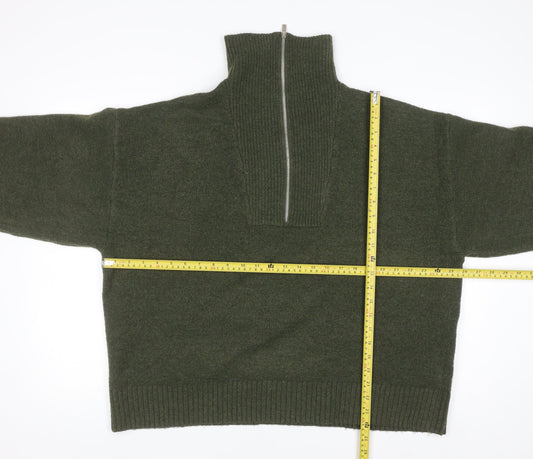 Womens UK Size L COLLUSION Green Full Zip Jumper