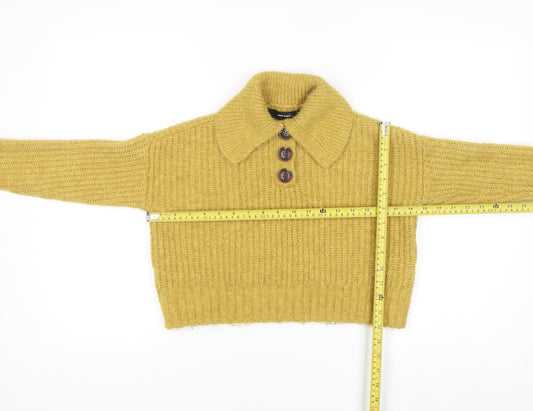 Womens UK Size S VERO MODA Yellow Henley Jumper