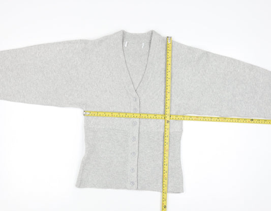 Primark Women's Grey V-Neck Button Cardigan Small