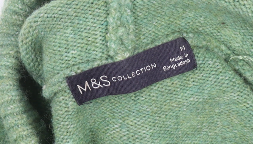 Mens UK Size M Marks and Spencer Green Pullover Hoodie