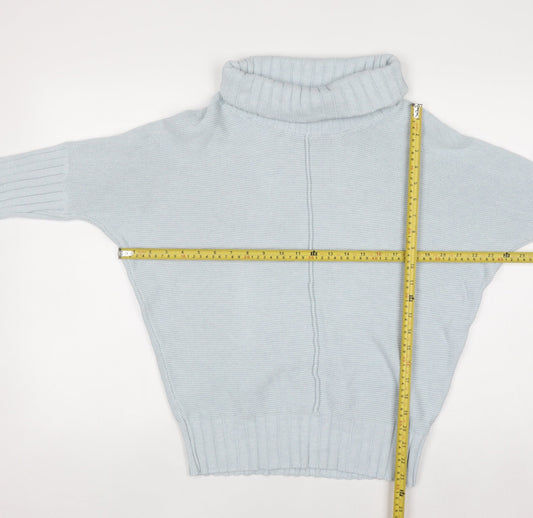 Marble Women Blue Roll Neck Relaxed Fit Cotton Jumper Size 10