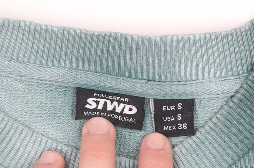 Mens UK Size S Pull & Bear Green Pullover Sweatshirt