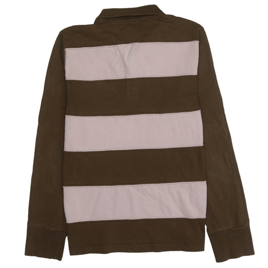 Tommy Hilfiger Men's Brown Striped Long Sleeve Polo Shirt L