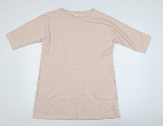 Additional front view of COS Women Beige Cotton Short Shift Dress XS Half Sleeve