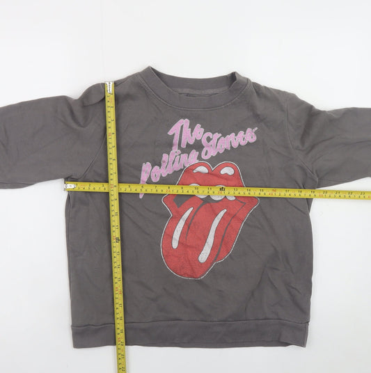 Womens UK Size M The Rolling Stones Grey Pullover Sweatshirt