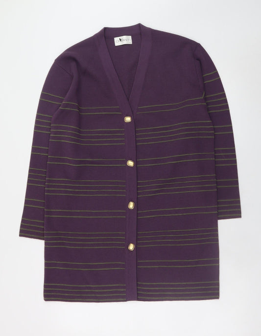 Womens UK Size M Chianti Purple Cardigan Jumper