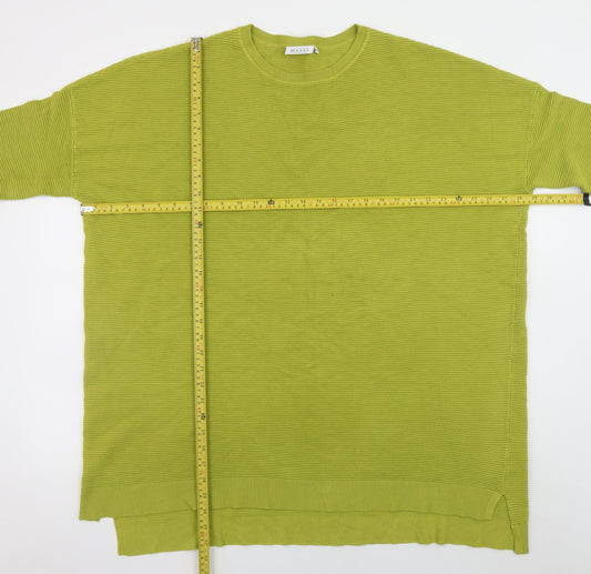 Masai Women Green L Relaxed Fit 3/4 Sleeve Knit Pullover Jumper
