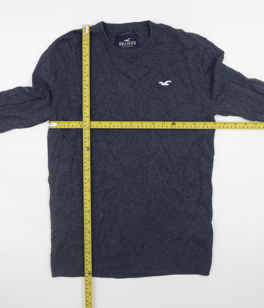 Hollister Mens Blue Crew Neck Cotton Blend Pullover Jumper Size S