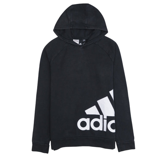 Additional front view of Adidas boys’ black pullover hoodie 15-16 years fleece logo sweatshirt