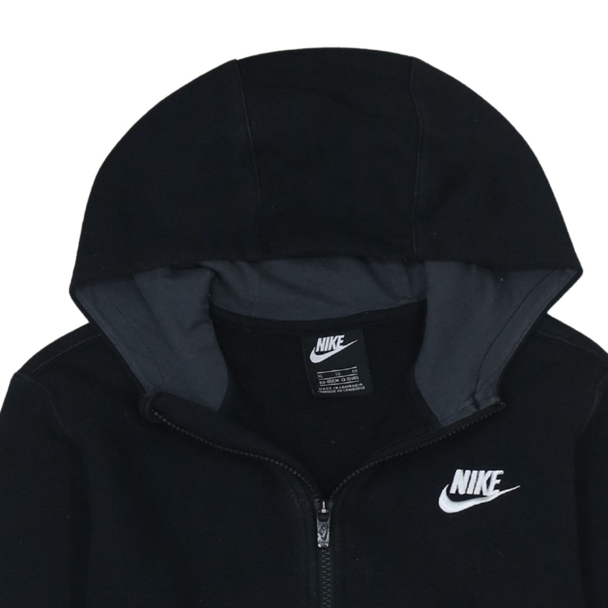 Additional view of Nike boys’ black full zip fleece hoodie xl 13-15 years