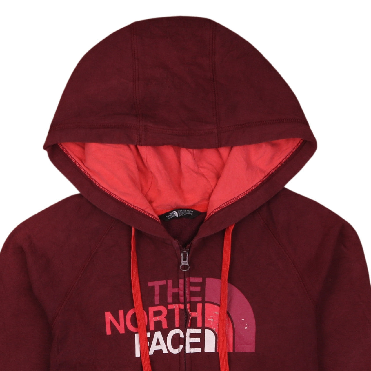 Womens UK Size XS The North Face Red Full Zip Hoodie