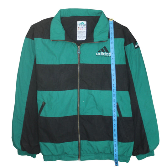 Adidas Mens Green Black Striped Retro Bomber Jacket Size L