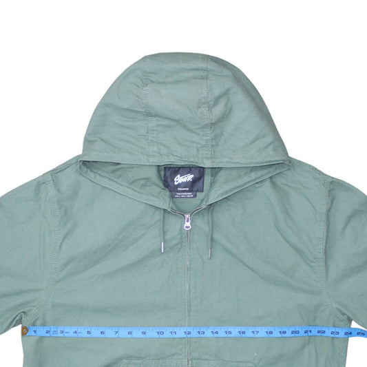 Mens UK Size L Pull & Bear Green Windbreaker Coat
