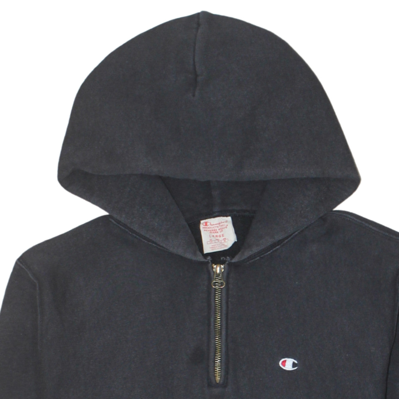 Mens UK Size L Champion Black 1/2 Zip Hoodie