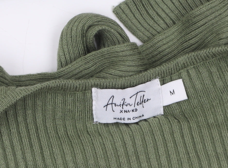 Womens UK Size M NA-KD Green Wrap Jumper