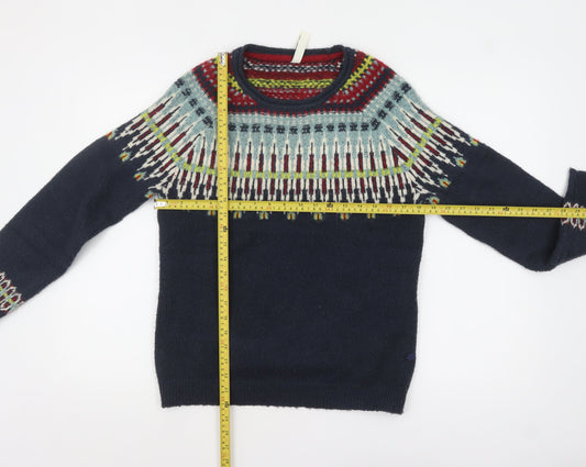 Womens UK Size 8 Weird Fish Blue Pullover Jumper
