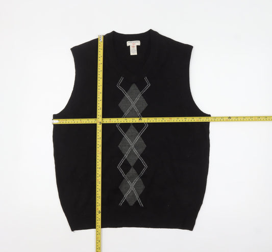 Dockers Men’s Black Argyle Sleeveless Knit Vest Jumper L