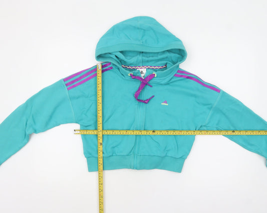 Womens UK Size 12-14 adidas Blue Full Zip Hoodie