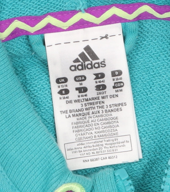 Womens UK Size 12-14 adidas Blue Full Zip Hoodie