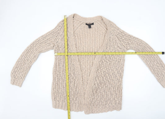 Forever 21 Women Beige Chunky Knit Long Sleeve Cardigan L