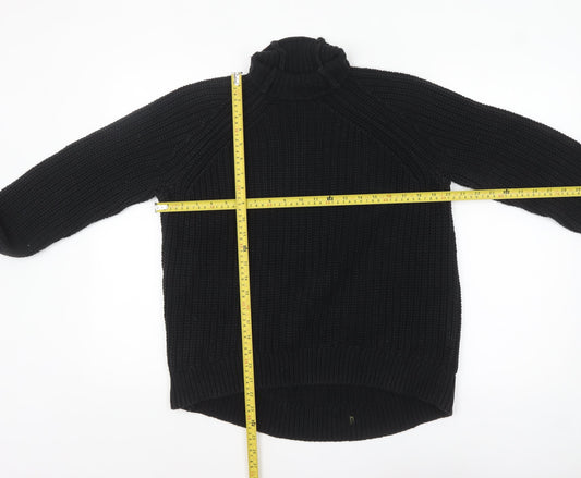 GAP Women's Black Roll Neck Chunky-Knit Cotton Jumper Size S
