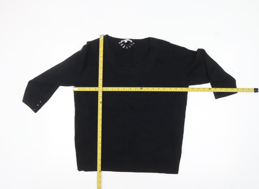 Marks and Spencer Per Una Women's Black Size 18 Scoop Neck 3/4 Sleeve Jumper