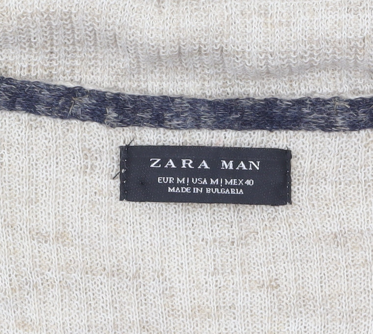 Mens UK Size M Zara Man Beige T-Shirt