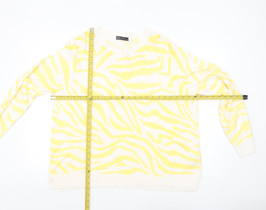 Marks and Spencer Women Yellow Animal Print Acrylic Jumper Size 24