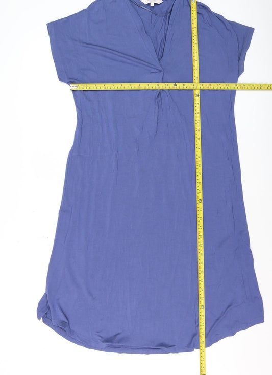 Part Two Women Blue Knee Length V-Neck Shift Dress Size S
