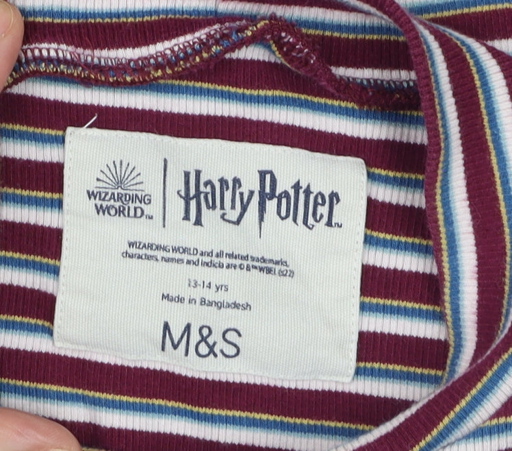 Marks and Spencer Girls Harry Potter Multicoloured Striped Long Sleeve Mock Neck T-Shirt 13-14 Years