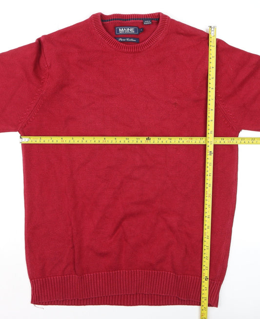 Maine New England Men's Red Cotton Crew Neck Jumper Size S