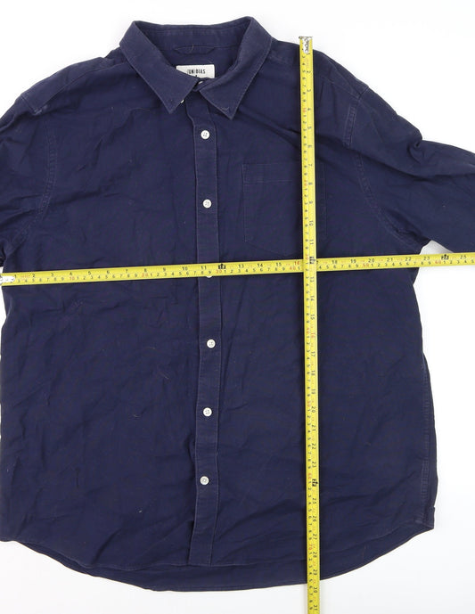 (UN)BIAS Men's Blue Cotton Long Sleeve Regular Fit Shirt XL