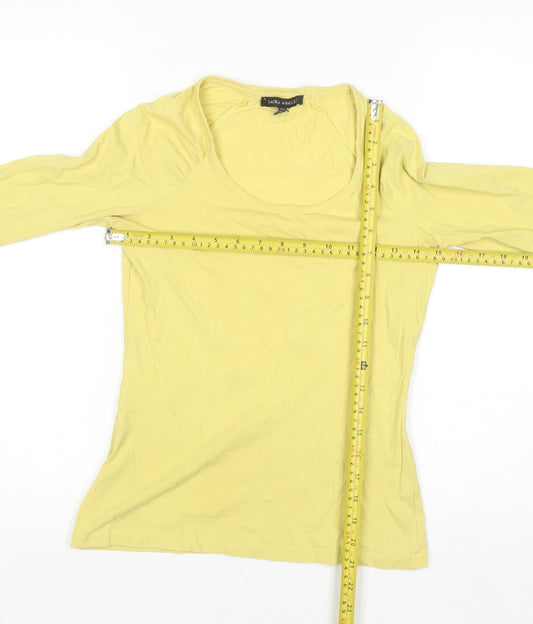 Womens UK Size 8 Laura Ashley Yellow Basic T-Shirt