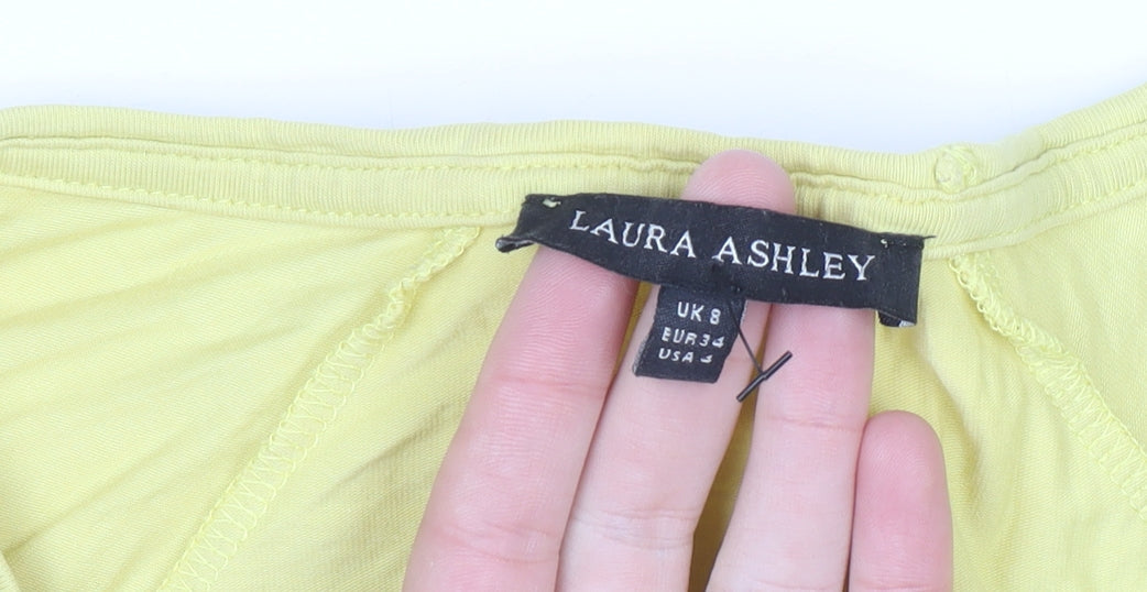 Womens UK Size 8 Laura Ashley Yellow Basic T-Shirt
