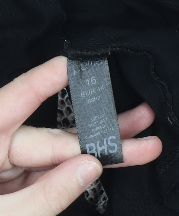 Womens UK Size 16 BHS Black Tunic Blouse
