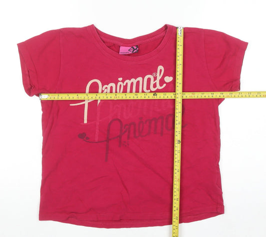 Teens UK Size 14 Animal Pink Basic T-Shirt