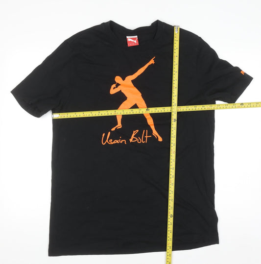 Puma Men’s Black Usain Bolt Graphic Short Sleeve Cotton T-Shirt Size L