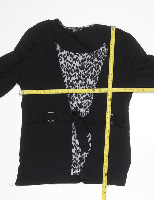 Womens UK Size 14/16 TIGI Black Wrap Blouse