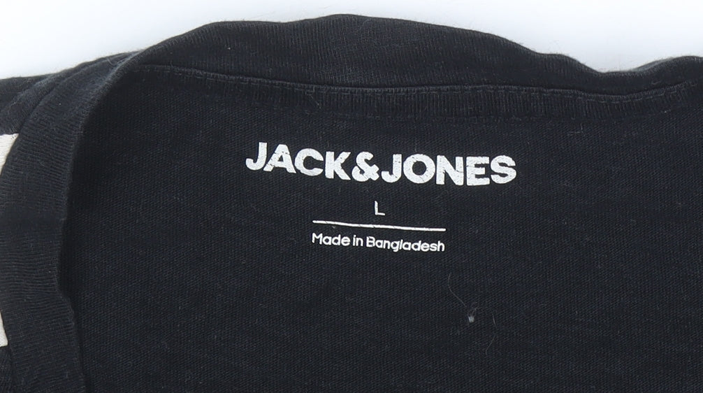 Mens UK Size L JACK & JONES Black T-Shirt