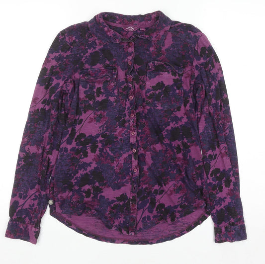 Womens UK Size 8 FatFace Purple Casual Button-Up