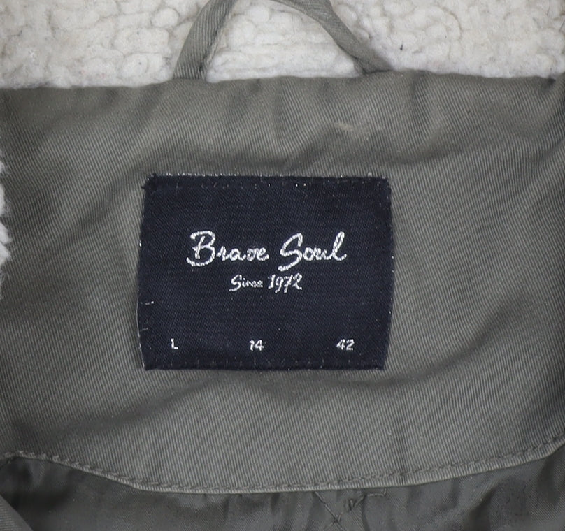 Womens UK Size 14 Brave Soul Green Parka Coat
