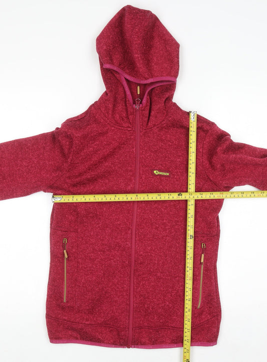 Womens UK Size S NORDSEN Red Full Zip Hoodie