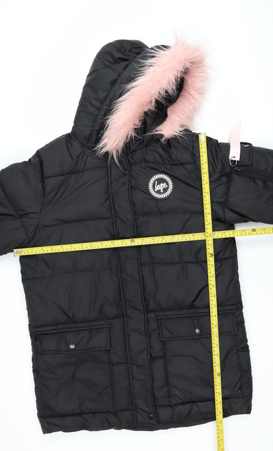 Girls UK Size 15 Years Hype Black Puffer Jacket
