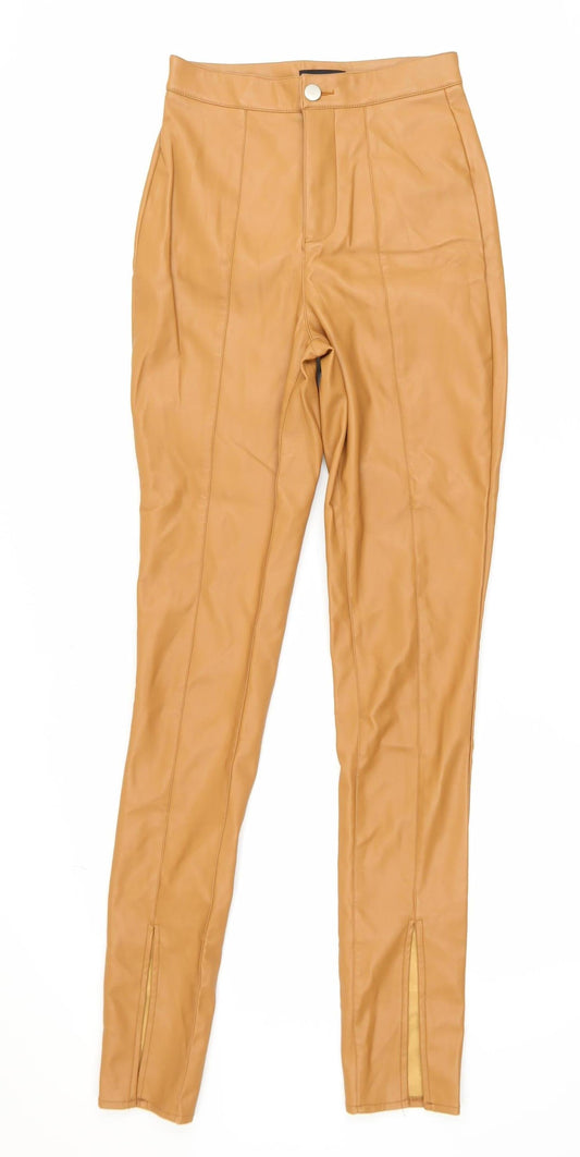 Womens UK Size 6 PRETTYLITTLETHING Slim Fit Leggings Beige Trousers
