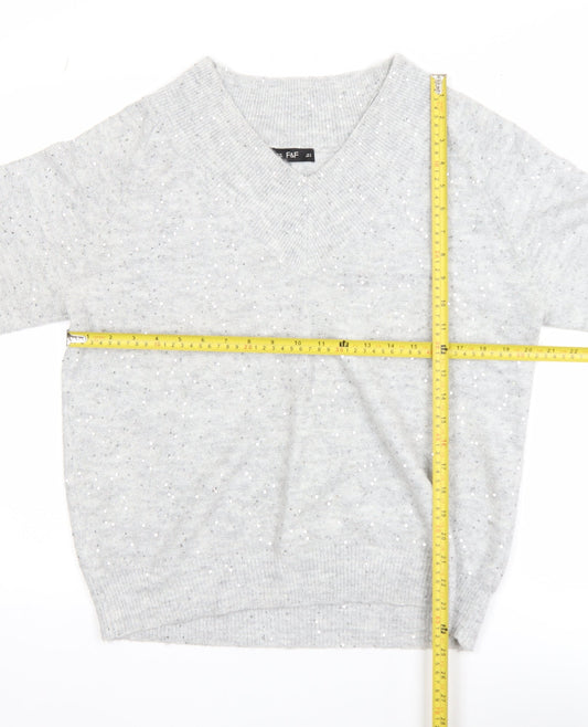 Womens UK Size M F&F Grey Pullover Jumper