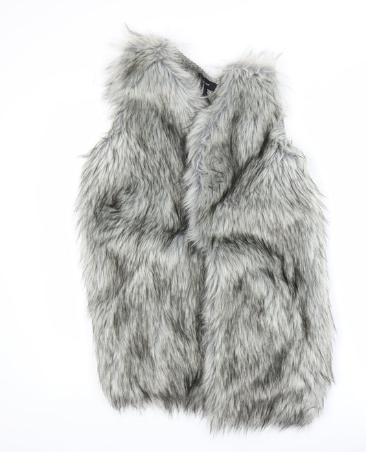 Atmosphere Women’s Grey Faux Fur Waistcoat Size M Sleeveless Lined