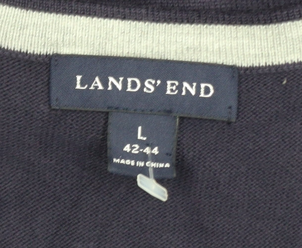 Mens UK Size L Lands’ End Blue Vest Jumper